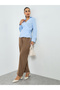 Blue Wrap Long Sleeve Tie Detail Shirt - 2