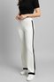 Woman Ribbed Knit pants-black-white - 2