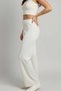 Women's Ribbed Knit Trousers-Ecru - 4