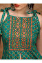 Women Green Tie-Up Shoulder Straps Embroidered Kurta and Palazzos Set - 4