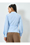 Blue Wrap Long Sleeve Tie Detail Shirt - 4