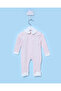 Infant Girls Pink Melange Romper with Cap - 2