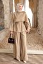 Beige Cape Tunic with Trousers Modal Set