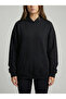 Women's Black 3 Thread K Hooded O Oversized Sweatshirt Nj118