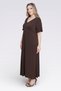 40194 Brown Fabric-Detailing Volan Sleeves Stylish Long Dress - 2