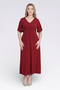 40194 Bordo Detailed Ruffle Sleeves Stylish Long Dress