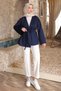 Navy Blue Belted Scuba Kimono Jacket - 2