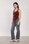 Women's square neck tank top with thick straps - dark brown - 4