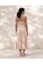 Women Beige Padded Long Chemise With Lace - 3