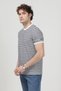 Men's Crew Neck Short Sleeve Striped T-Shirt Navy Blue - 26Y 3005 - 4