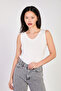 Women's Front and Back V-Neck Blouse - Ecru