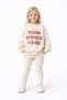 Girl's Oversized Sweatshirt Room Service Printed Cream Color Comfortable Fit Sweatshirt
