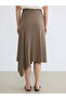 Lcw Vision Beige Asymmetrical Cut Skirt with Elastic Waist - 4