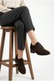 Women's Bitter Brown Suede Block Heel Pack of Loafers Shoes Classic Daily Lace-Up Oxford Shoes - 8