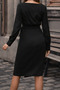 Women's Long Sleeve Double-Breasted Collar Digital Print Piece Bow Detail Atlas Fabric - 3