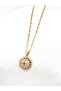 Steel Rotating Zircon Stone Round Stress Necklace - 4