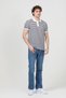 Men's Polo Neck Short Sleeve Striped T-Shirt Navy Blue - 26Y 3009 - 3