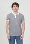 Men's Polo Neck Short Sleeve Striped T-Shirt Navy Blue - 26Y 3009 - 6