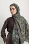 Violet Floral Patterned Double-Sided Shawl - Green - 7