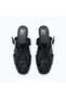 Black Genuine Leather Pin Detailed and Buckled Women's Square Toe Sabo Slipper - 4