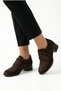 Women's Bitter Brown Suede Block Heel Pack of Loafers Shoes Classic Daily Lace-Up Oxford Shoes - 7