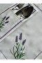 طقم أدوات مائدة فاخر من مطرز قطعة باللون اللافندر - مفرش طاولة طويل قطعة، مفرش طاولة فردي قطعة، 6 قطع أكواب و6 قطع ملاعق - 4