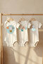 100% Organic Cute Bunny Printed Short Sleeve Snap Fastener Baby Bodysuit