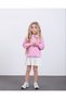 Girl's Pink Butterfly Patterned Sweatshirt White Pleated Skirt Set – Stylish Casual Combination - 3