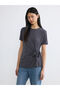 Lcw Vision Anthracite Crew Neck Blouse with Side Tie Detail