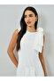 White Sleeveless Midi Dress with Flower Corsage - 2