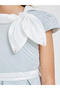Girls Light Blue Jacquard Embellished Dress - 3