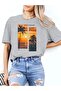 Sunset Printed Oversized Women's T-Shirt Loose Fit