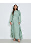 Green Embellished Cape Sleeves Maxi Kaftan Dress