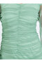 Green Mesh Gathered Long Sleeves Maxi Dress - 4