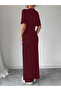 Burgundy Short Sleeve Bodycon Maxi Dress - 2