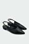 Wespa Laser Cut Detailed Black Flat Women's Ballet Flats - 2