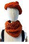 - Emine 9106 0257 Hand Knitted Women's Beanie and Neck Collar – 2-Piece Winter Knitting Set - Orange - 7
