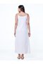 White Floral Chiffon Bow Tie Kaftan Nightdress with Inner Slip - 7