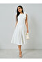 White Sleeveless Midi Dress with Flower Corsage