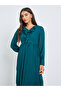 Teal Pleated Midi Dress with Ruffle Detail - 2
