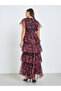 Floral Layered Mesh Tiered Maxi Dress - 5