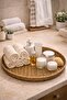 Natural Wicker Look Plastic Rattan Tray Round Decorative Serving Tray Presentation Organizer 40 cm - 4