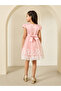 Girls Pink Embellished Embroidered Mesh Dress - 4
