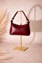 Şik Leather Ç Bag with Gold Details