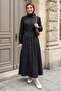 Black Double Suit with Buttoned Skirt and Shirt - 3