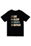 Eat Sleep Skate Repeat - Kaykay Printed Unisex %100 Cotton Black T-Shirt