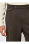 Men Brown Wide Leg Pleated Trousers - 4