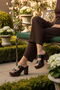 Black Double Strapped Women's Heels Slipper 322221 Z