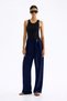 Women's Relax Fit Comfortable Cut Crepe Fabric High Waist Wide Leg Belted Stretchy Pants 4715 - 3