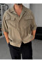 Khaki Double Pocketed Short Sleeve Shirt V-709 - 2